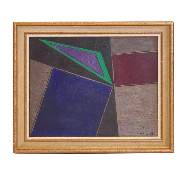 Vilhelm Bjerke Petersen (1909–1957), Öl auf LeinwandKonkretes Werk. Signiert und datiert 1952Lichtmaße: 31x40cm. Mit Rahmen: 41x50cm